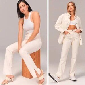 NEW Abercrombie & Fitch Ultra High Rise 90s Straight Jeans White Curve Love